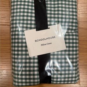 Schoolhouse Juniper Gingham Pillowcase Pair - New Unopened